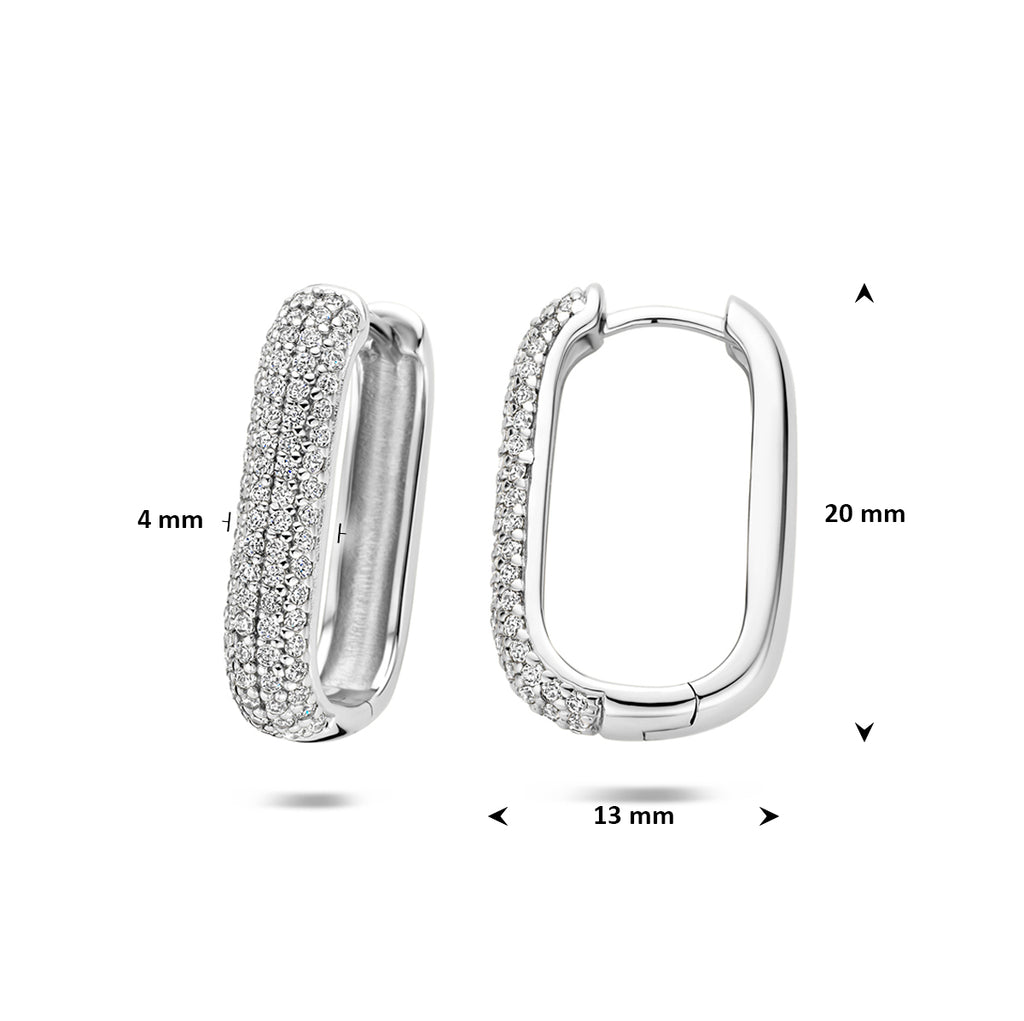 oorringen zirkonia buis 4 mm zilver gerhodineerd