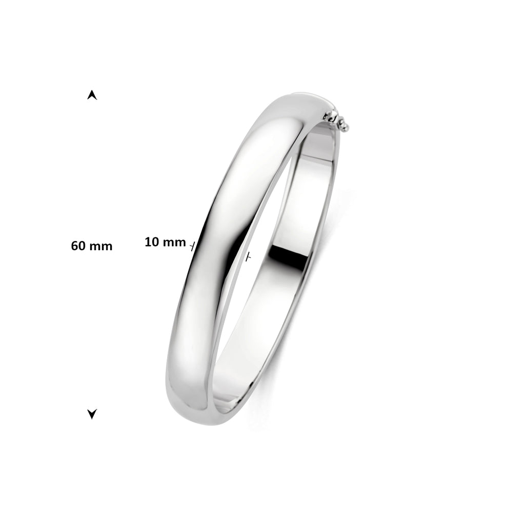 Armreif Scharnier massiv 10 x 60 mm Silber rhodiniert