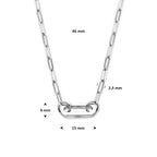 Paperclip Collier mit Verbinder 46 cm Silber rhodiniert