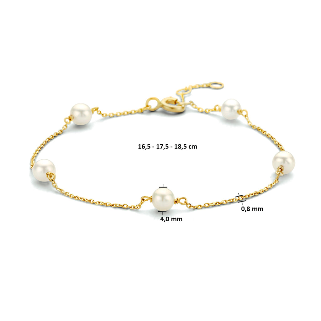 Armband Perle 16,5 - 17,5 - 18,5 cm 14K Gelbgold