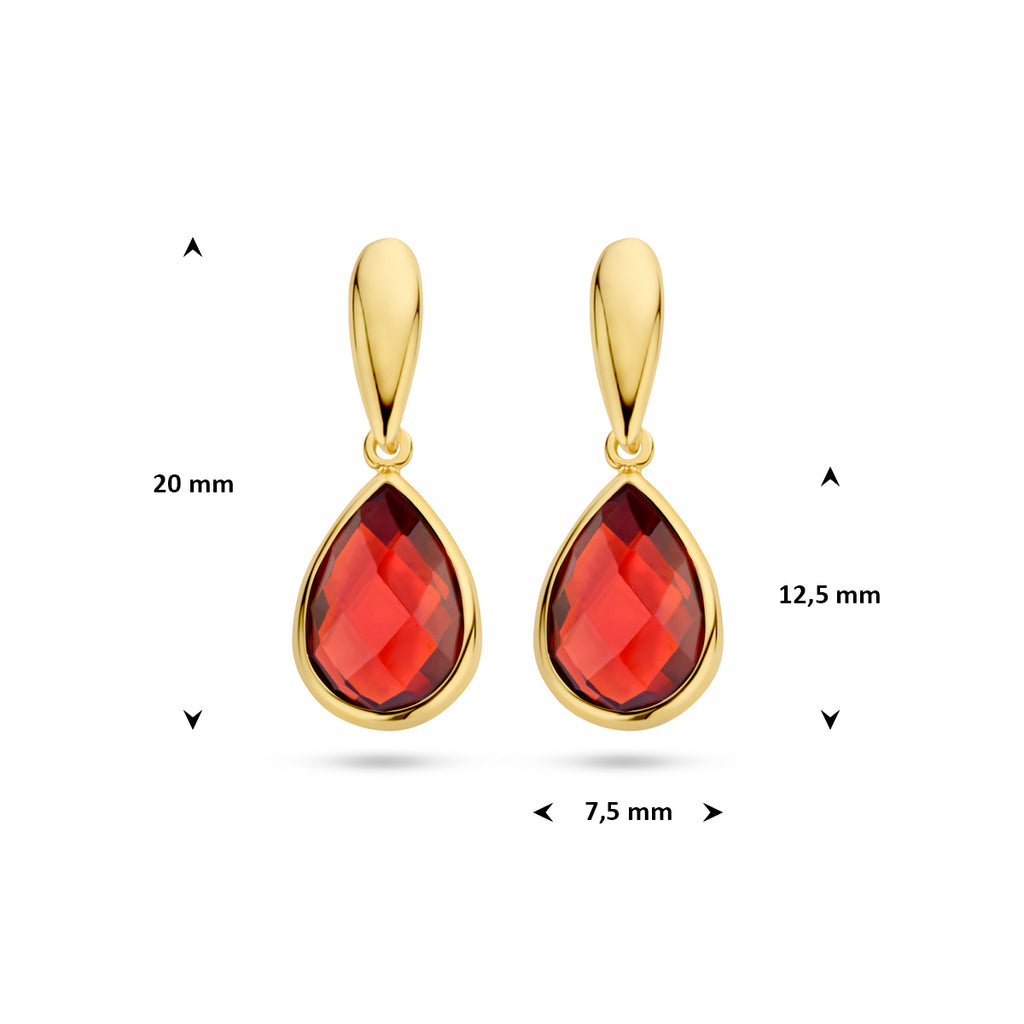 Ohrhänger Granat 20 mm 14K Gelbgold
