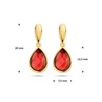 Ohrhänger Granat 20 mm 14K Gelbgold