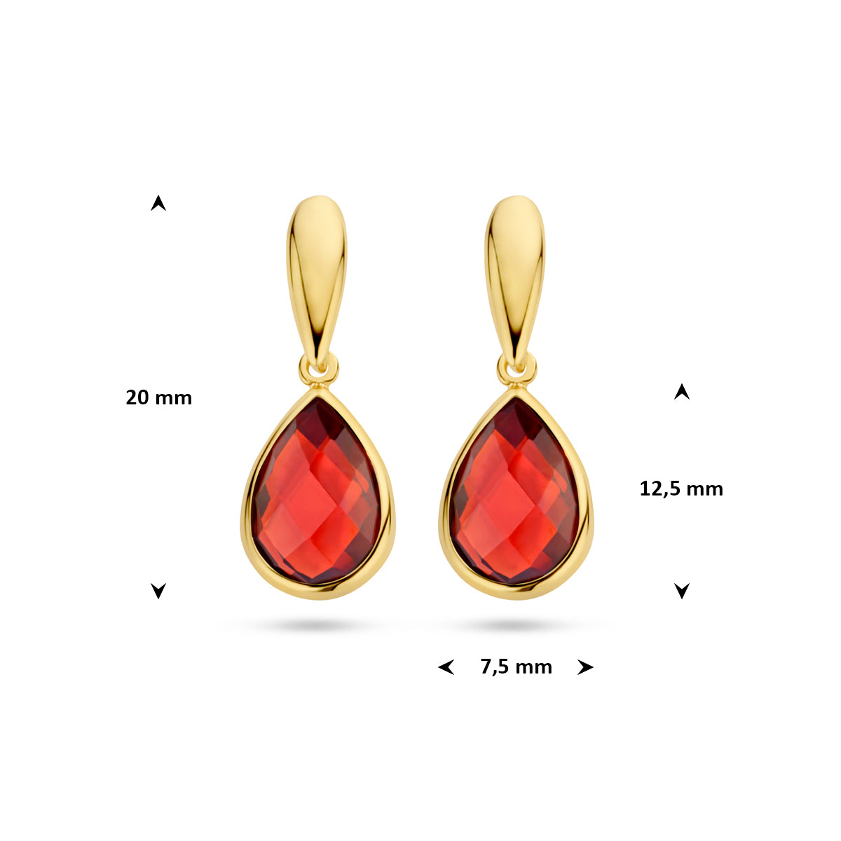 Ohrhänger Granat 20 mm 14K Gelbgold