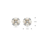 oorknoppen parel en zirkonia zilver gerhodineerd