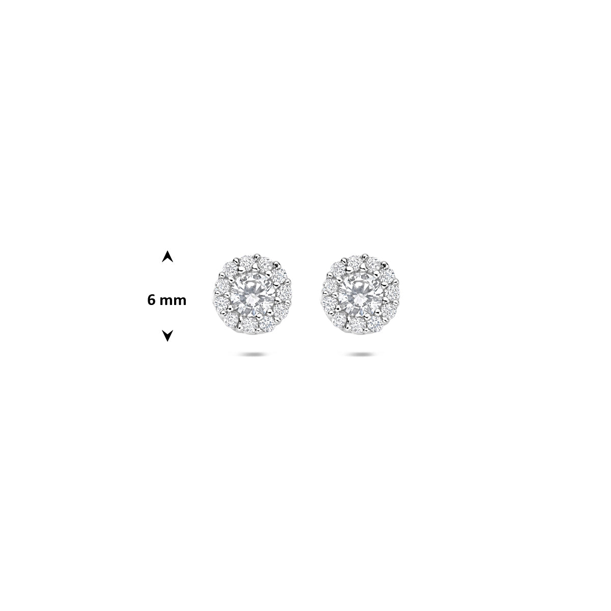 oorknoppen zirkonia 6 mm zilver gerhodineerd