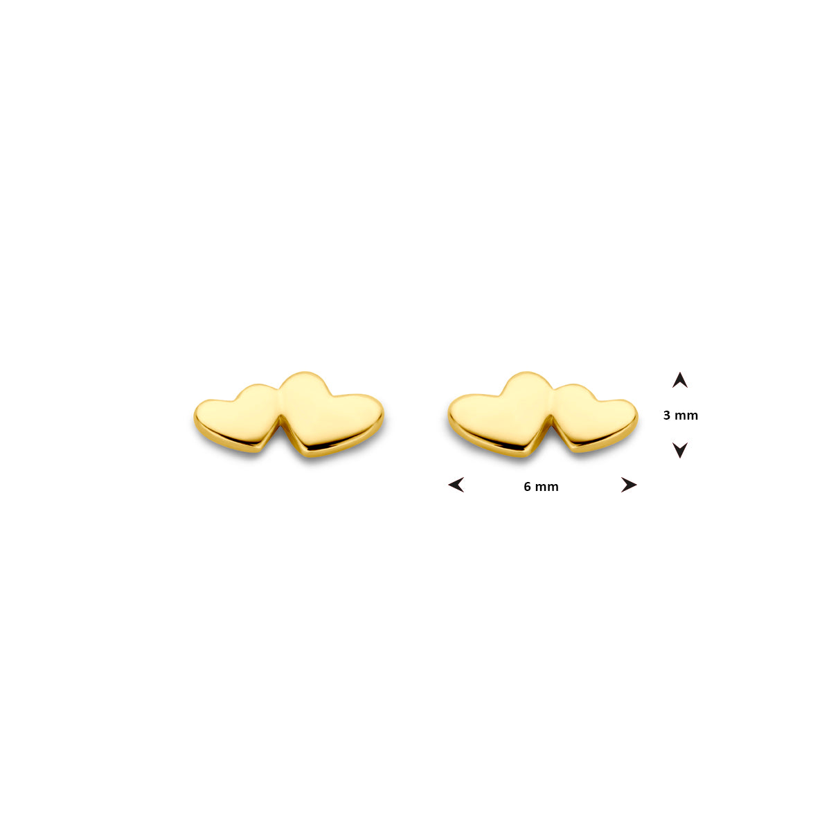 Ohrstecker Herzchen 3 mm 14K Gelbgold