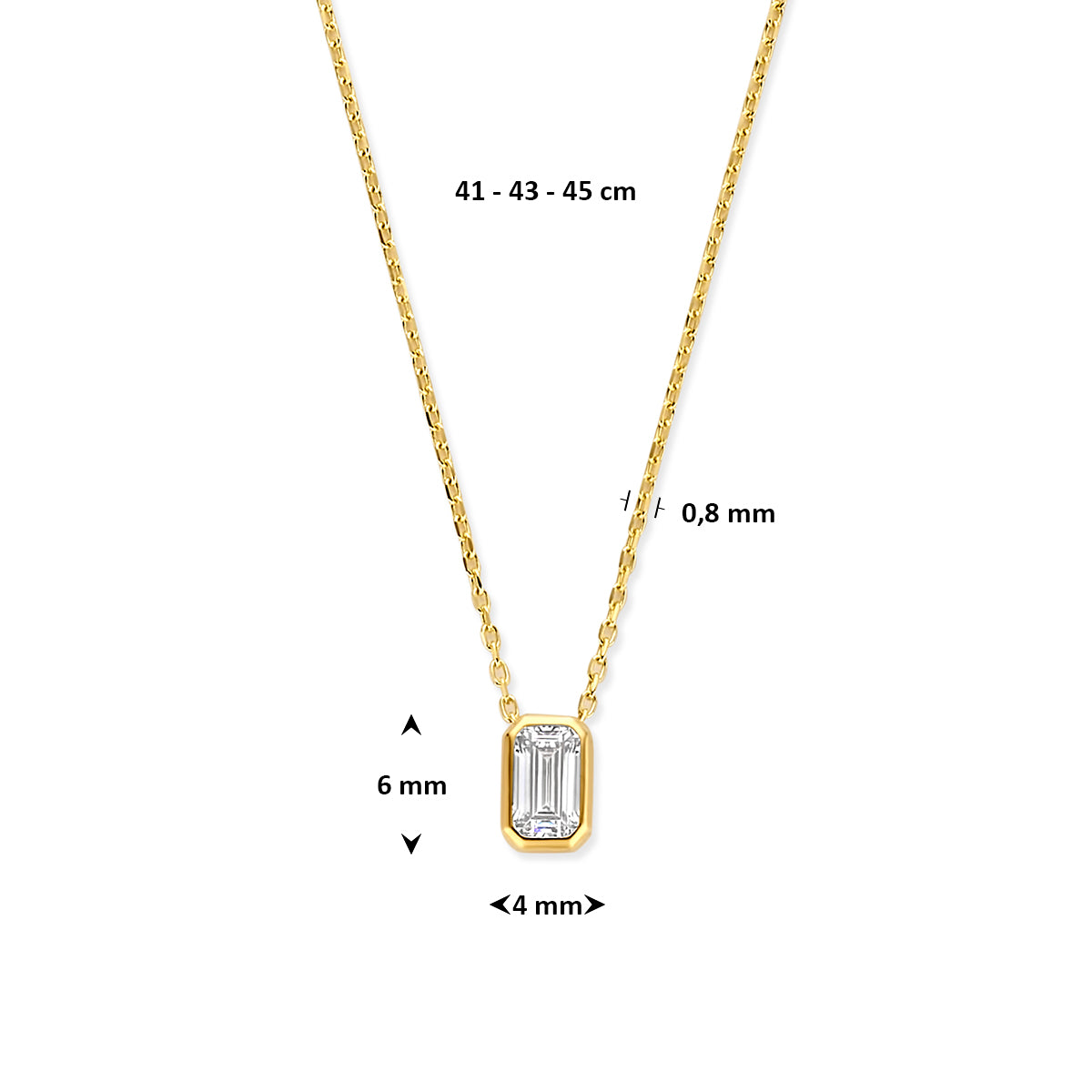 collier zirkonia 41 - 43 - 45 cm 14K geelgoud