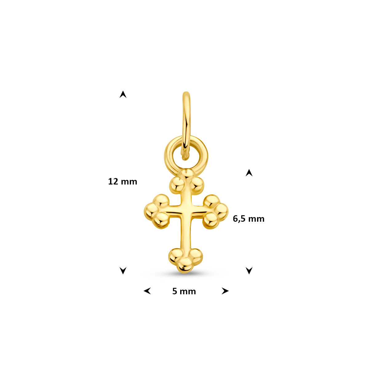 hanger kruis 6,5 mm 14K geelgoud