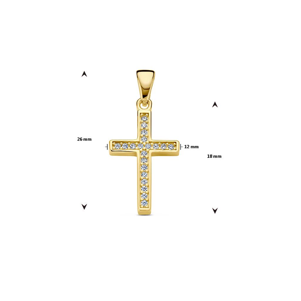 Anhänger Kreuz Zirkonia 14K Gelbgold