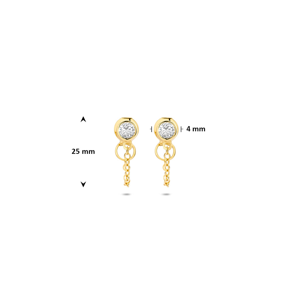 oorbellen zirkonia 25 mm 1 micron zilver verguld (geel)