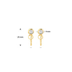 oorbellen zirkonia 25 mm 1 micron zilver verguld (geel)