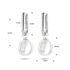 oorringen paperclip barok parel 27 mm zilver gerhodineerd