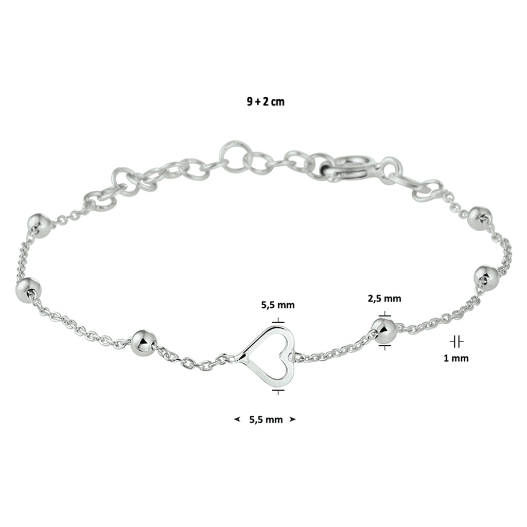 Armband Herz Silber rhodiniert