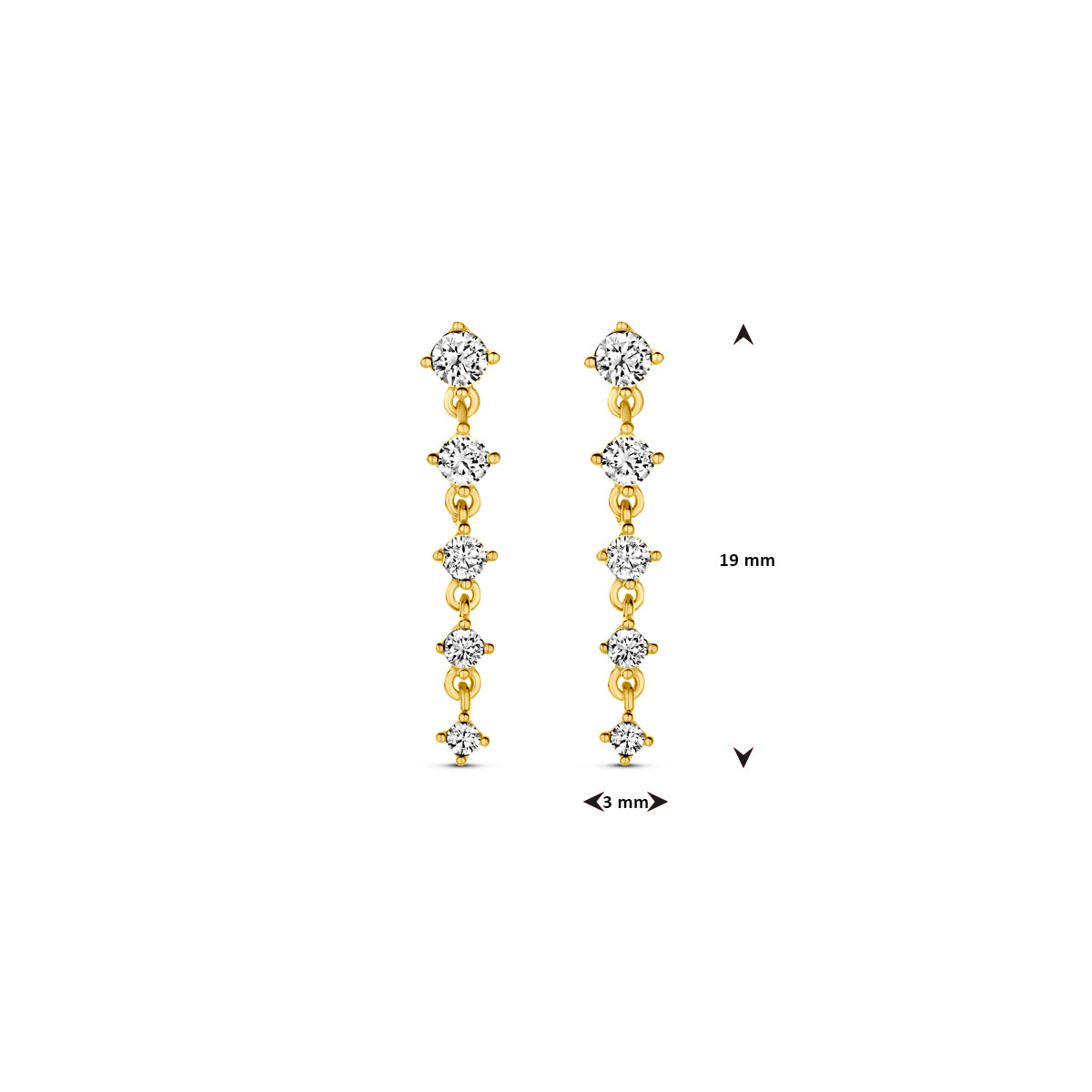 oorhangers zirkonia 19 mm 14K geelgoud