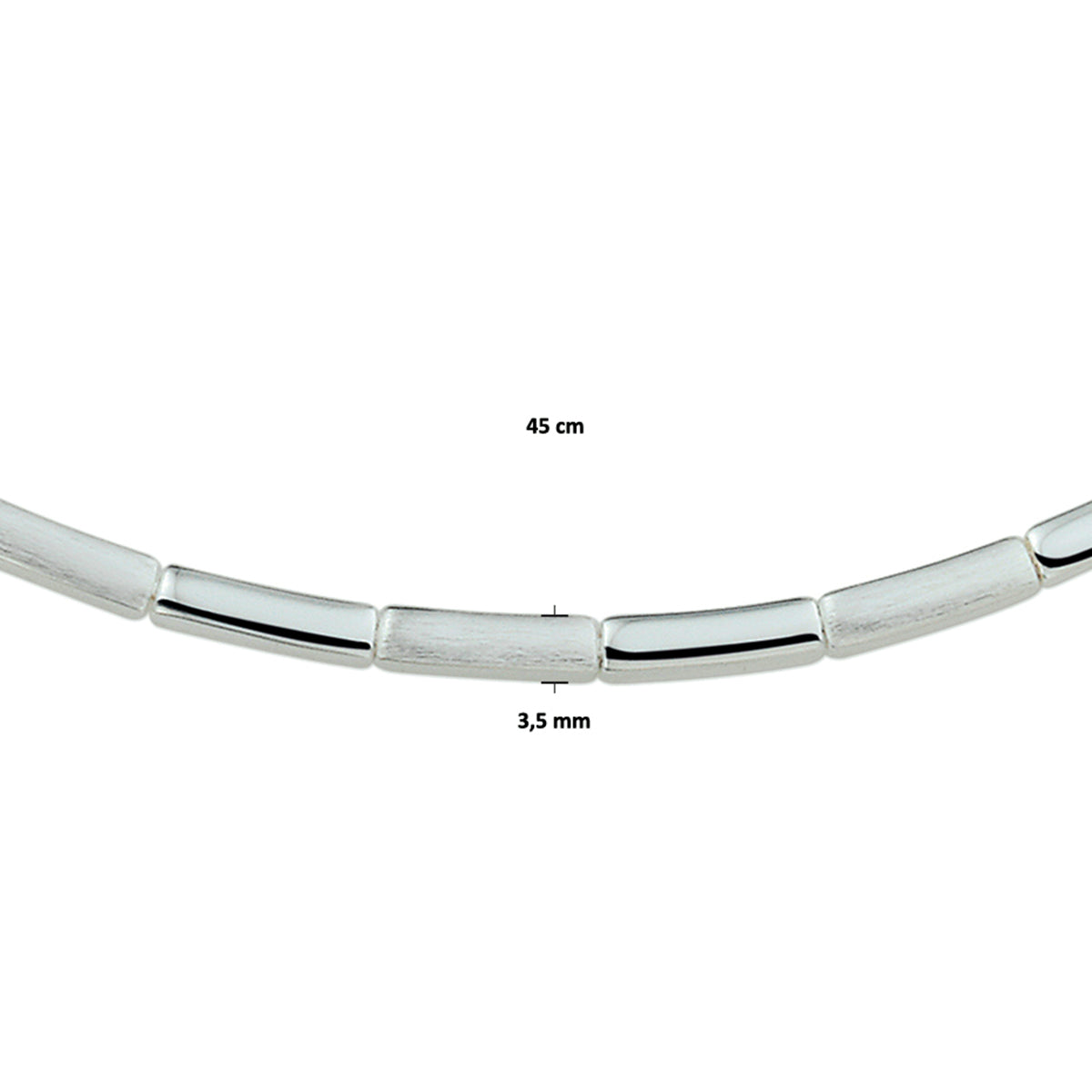 Halskette poliert/matt 3,5 mm Silber rhodiniert