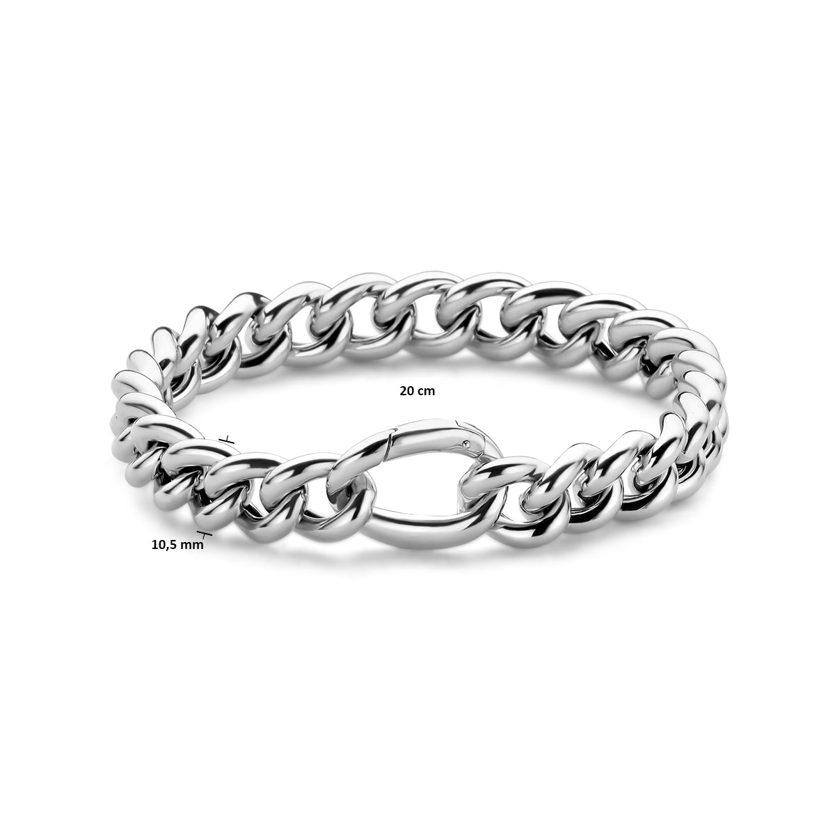 Armband Panzerkette 10,5 mm 20 cm Silber rhodiniert