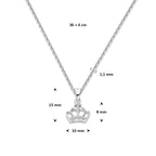 collier kroon zirkonia 36 + 4 cm zilver gerhodineerd