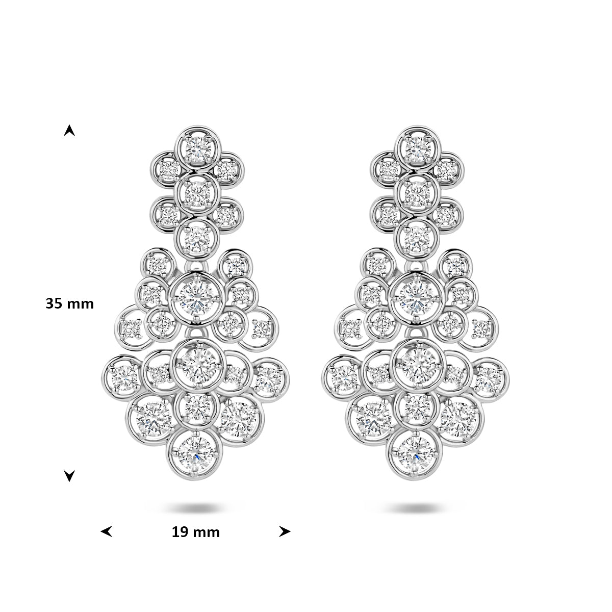 Ohrhänger Zirkonia 35 mm silber rhodiniert