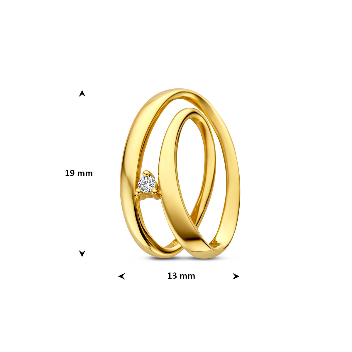 hanger diamant 0.03ct h si 19 mm 14K geelgoud
