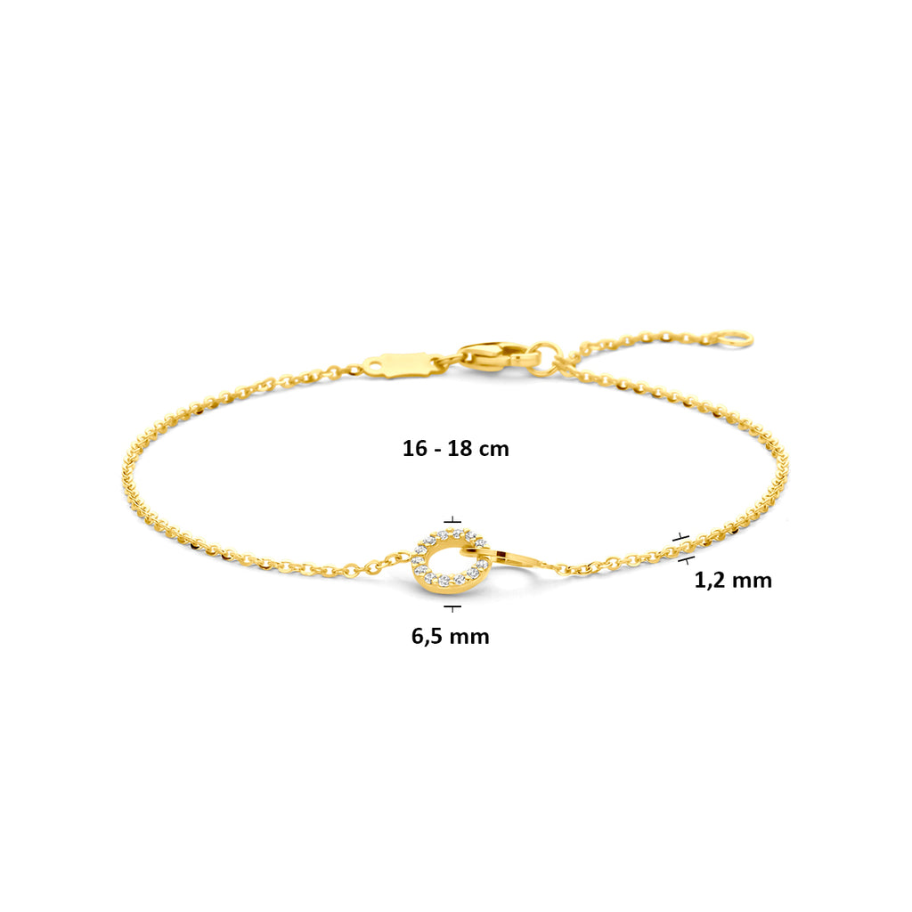 Armband Zirkonia 16 - 18 cm 14K Gelbgold