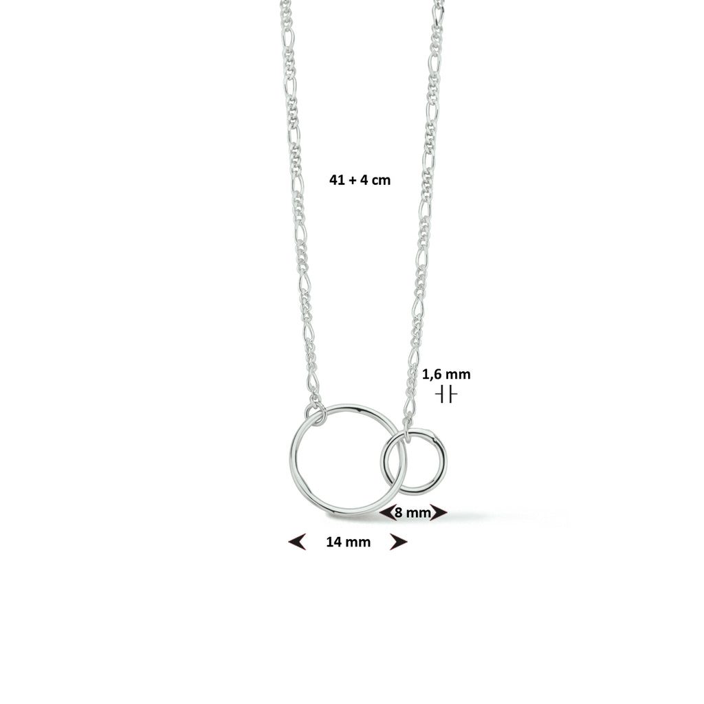 Halskette Kreise 41 + 4 cm Silber rhodiniert