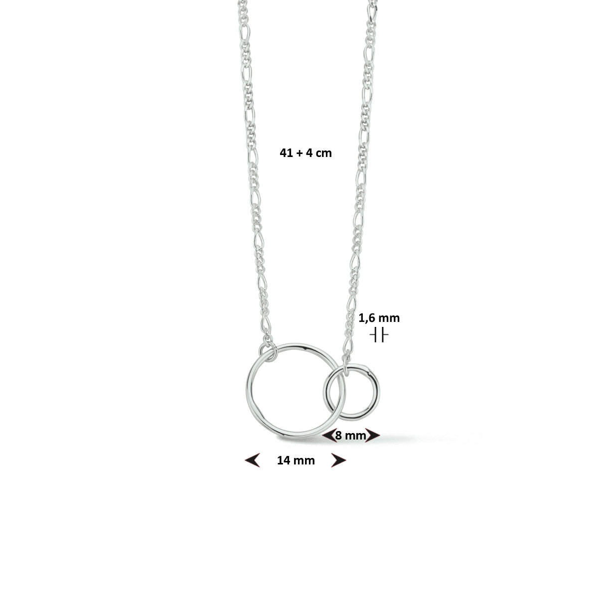 Halskette Kreise 41 + 4 cm Silber rhodiniert