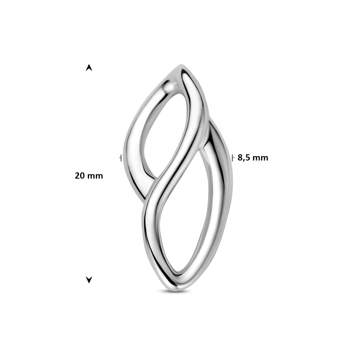 hanger 20 mm zilver gerhodineerd