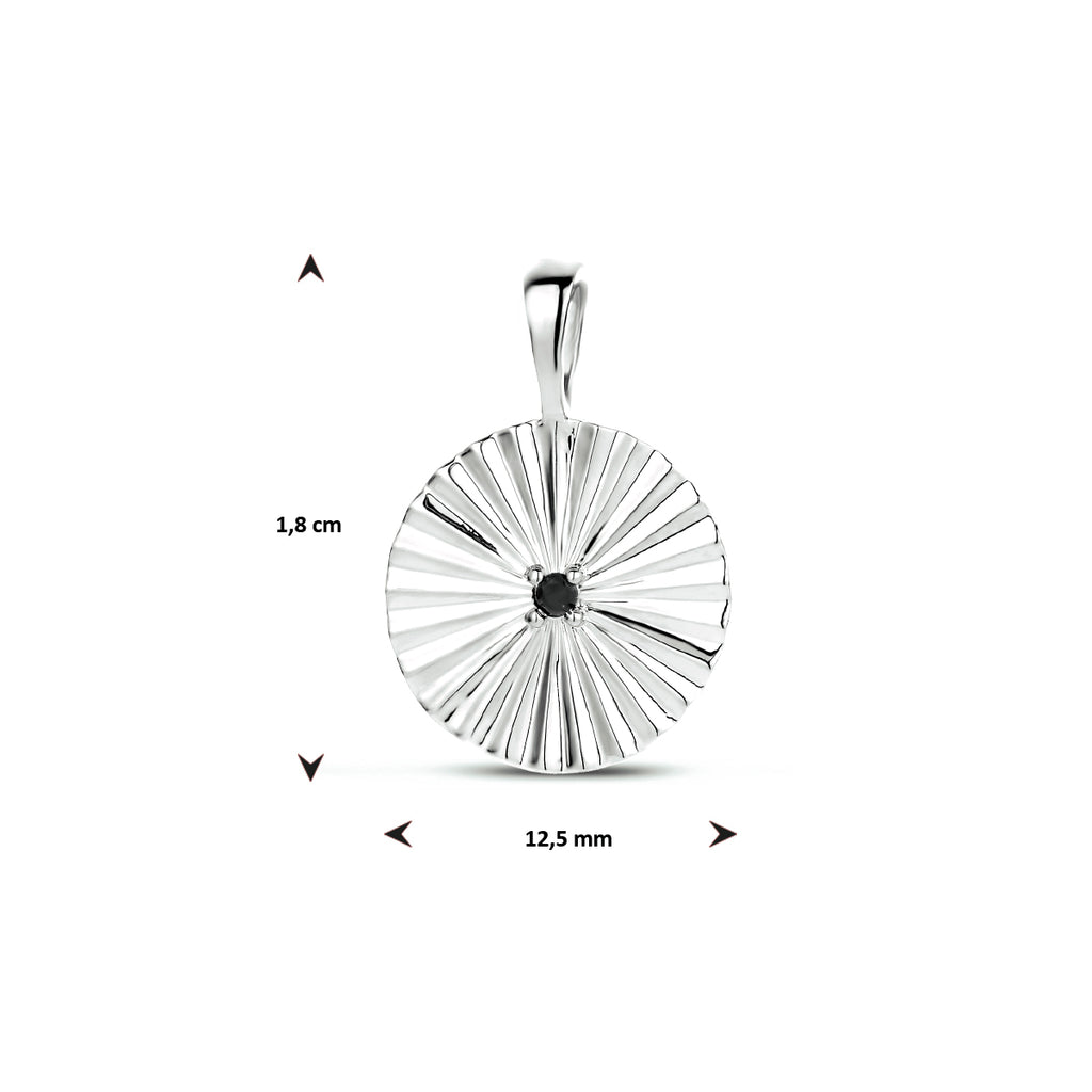 hanger rond zwart zirkonia zilver gerhodineerd
