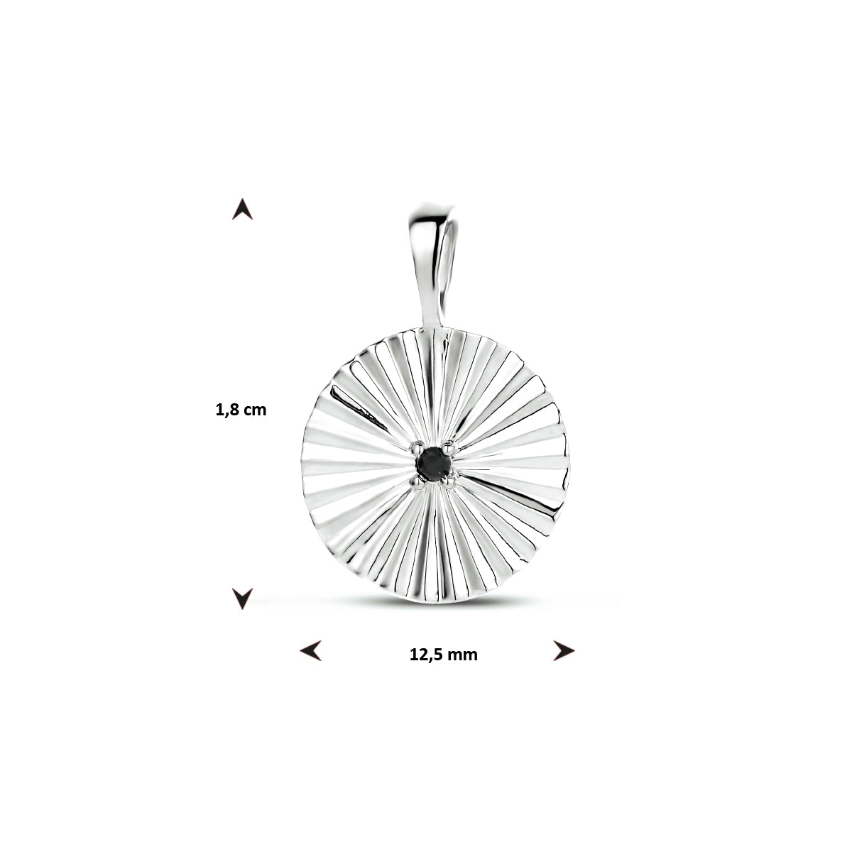 hanger rond zwart zirkonia zilver gerhodineerd