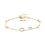 9k Armband Herzchen 16,5 + 2 cm 9K Gelb