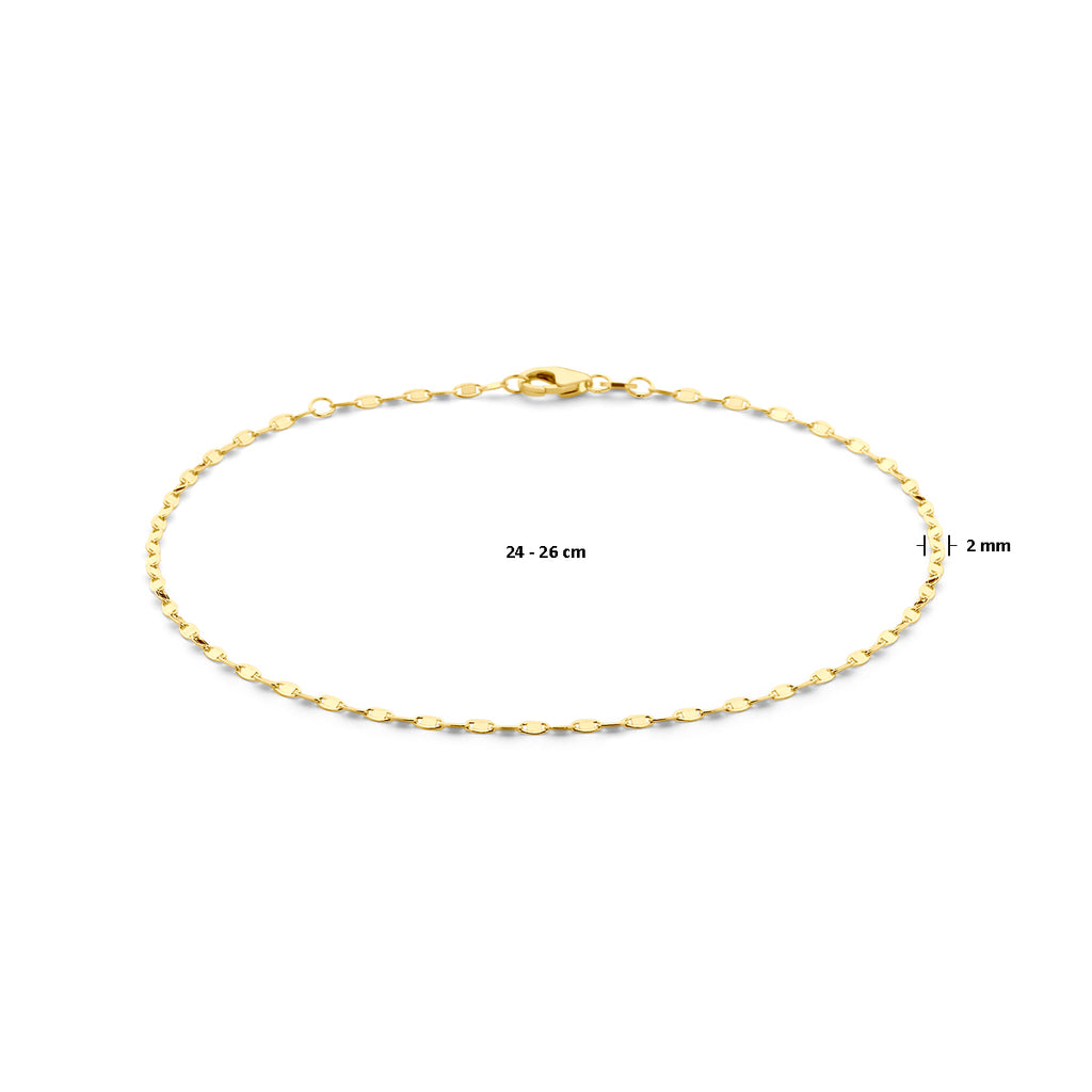 Fußkettchen 2,0 mm 24 - 26 cm 14K Gelbgold