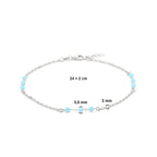 Fußkettchen blaue Kristallkugeln 24 + 2 cm Silber rhodiniert