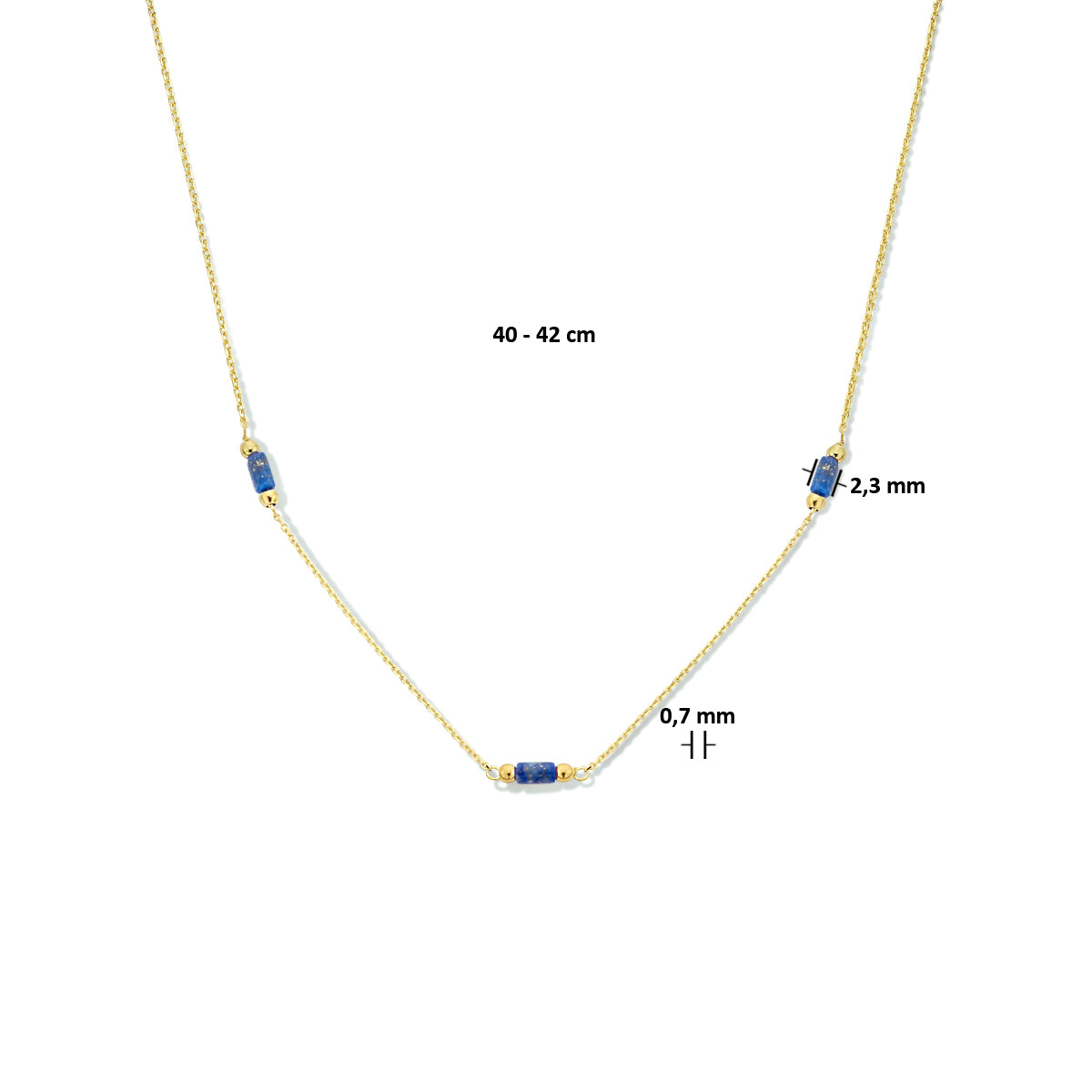 Halskette Lapislazuli 40 - 42 cm 14K Gelbgold