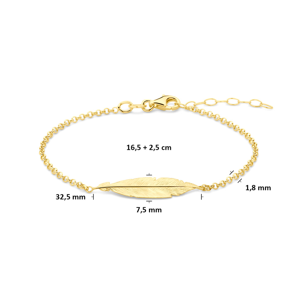 Armband Feder 16,5 + 2,5 cm 3 Mikron versilbert (gelb)