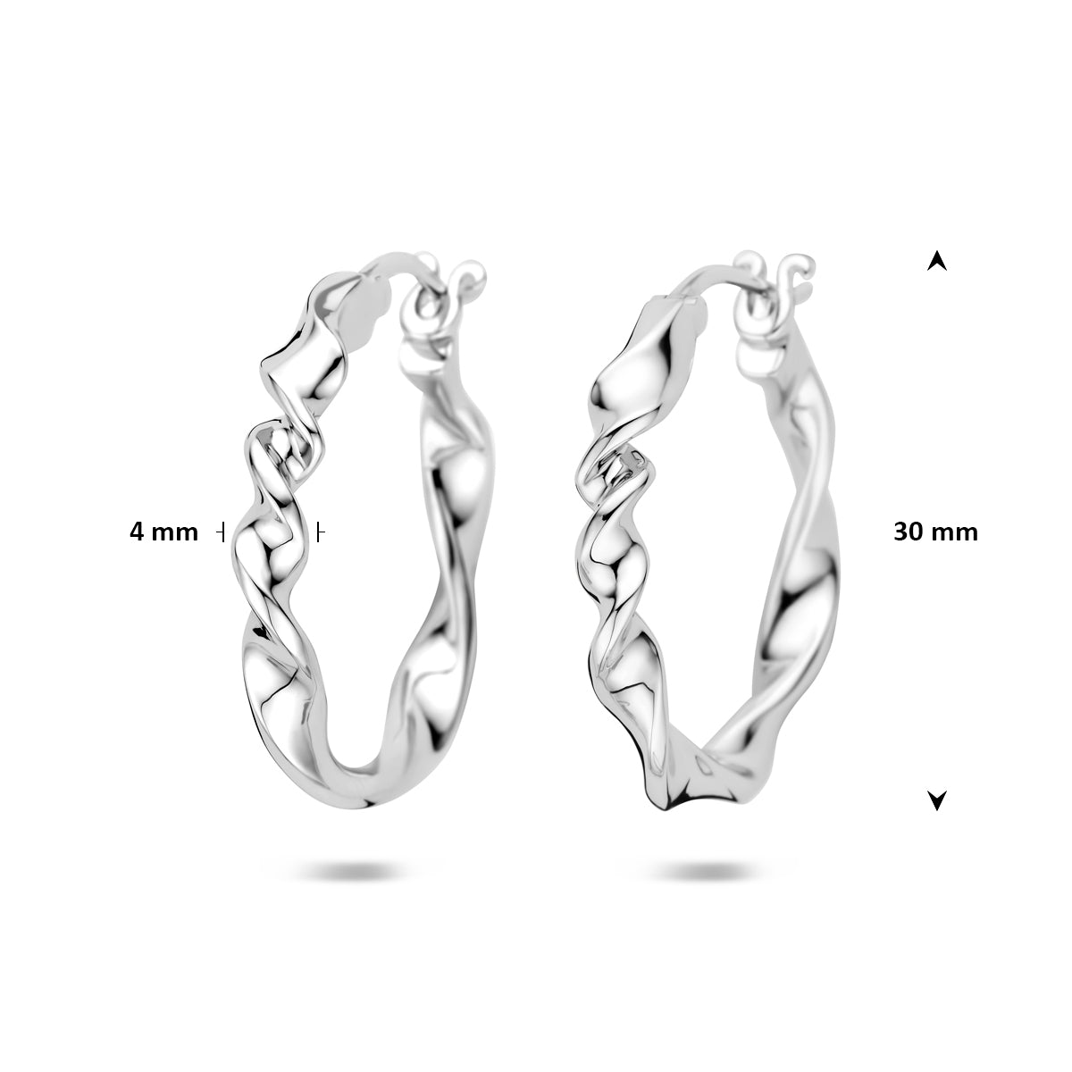 oorringen gedraaid 30 mm zilver gerhodineerd