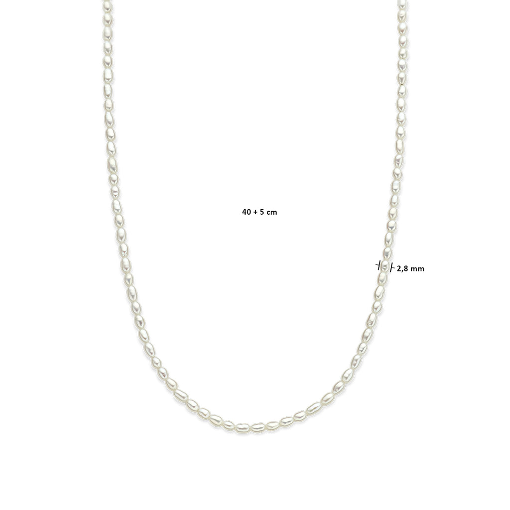 Halskette Perlen 2,8 mm 40 + 5 cm Silber rhodiniert