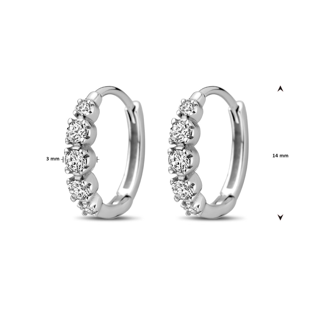Klappcreolen Zirkonia 14 mm Silber rhodiniert