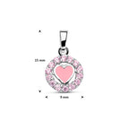 hanger emaille hart zirkonia 15 mm zilver gerhodineerd