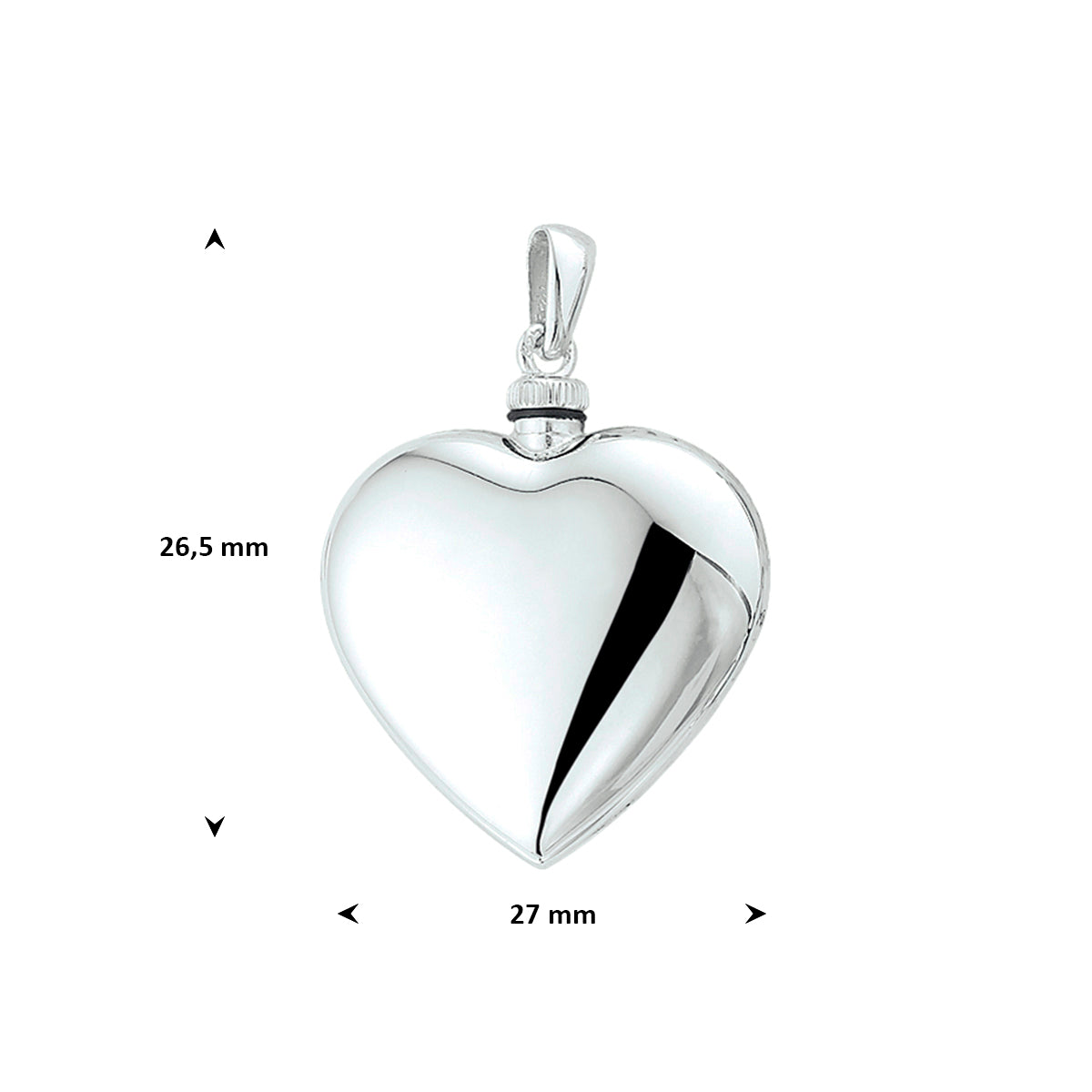 urnhanger hart 26,5 mm zilver gerhodineerd