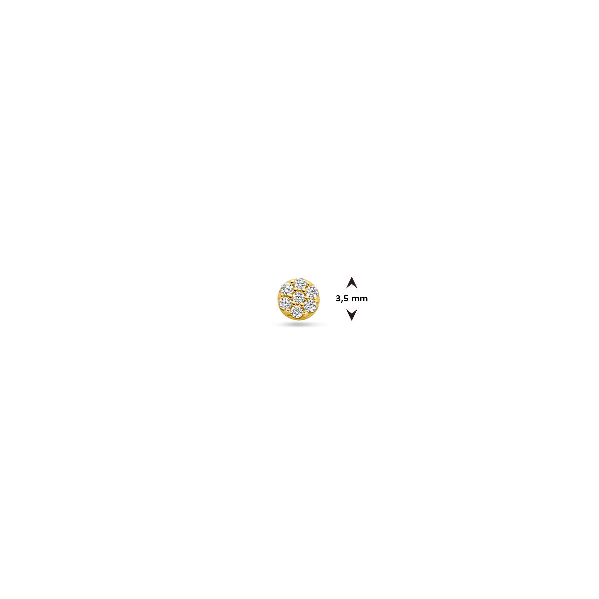 Flat Back Piercing Zirkonia 3,5 mm 14K Gelbgold