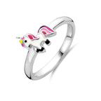 ring eenhoorn emaille zilver gerhodineerd