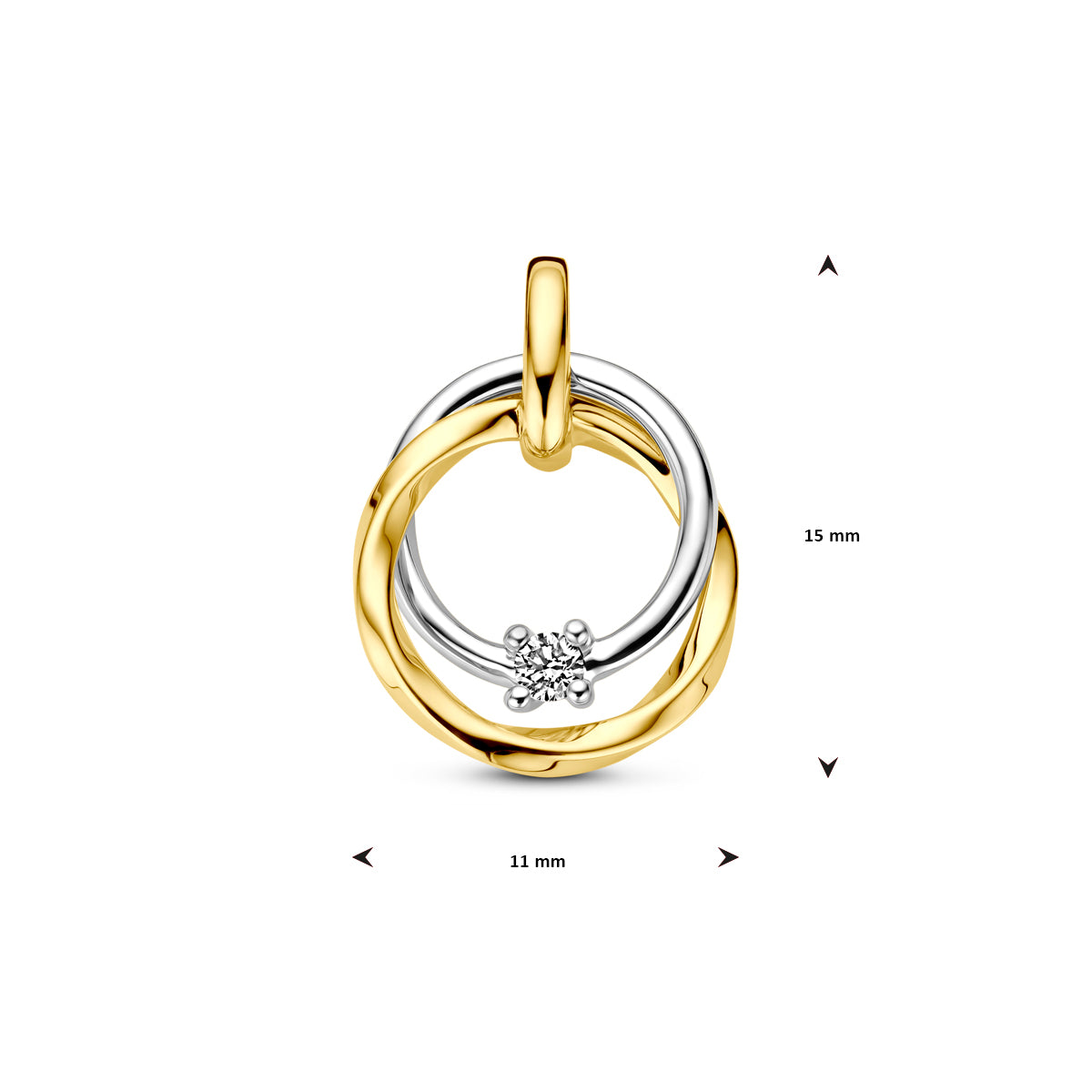 hanger diamant 0.03ct h si 14K bicolor goud geel/wit
