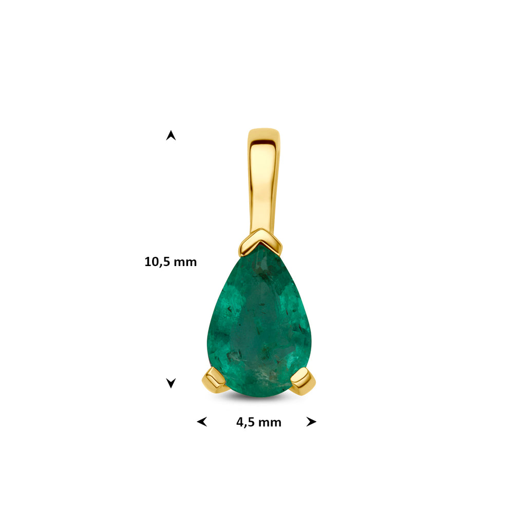 hanger smaragd 10,5 mm 14K geelgoud