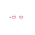oorknoppen emaille hartjes 5 mm zilver gerhodineerd