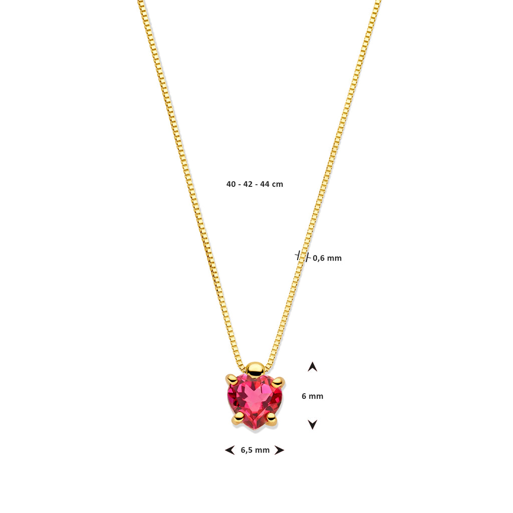 Halskette Herz rosa Topas 40 - 42 - 44 cm 14K Gelbgold
