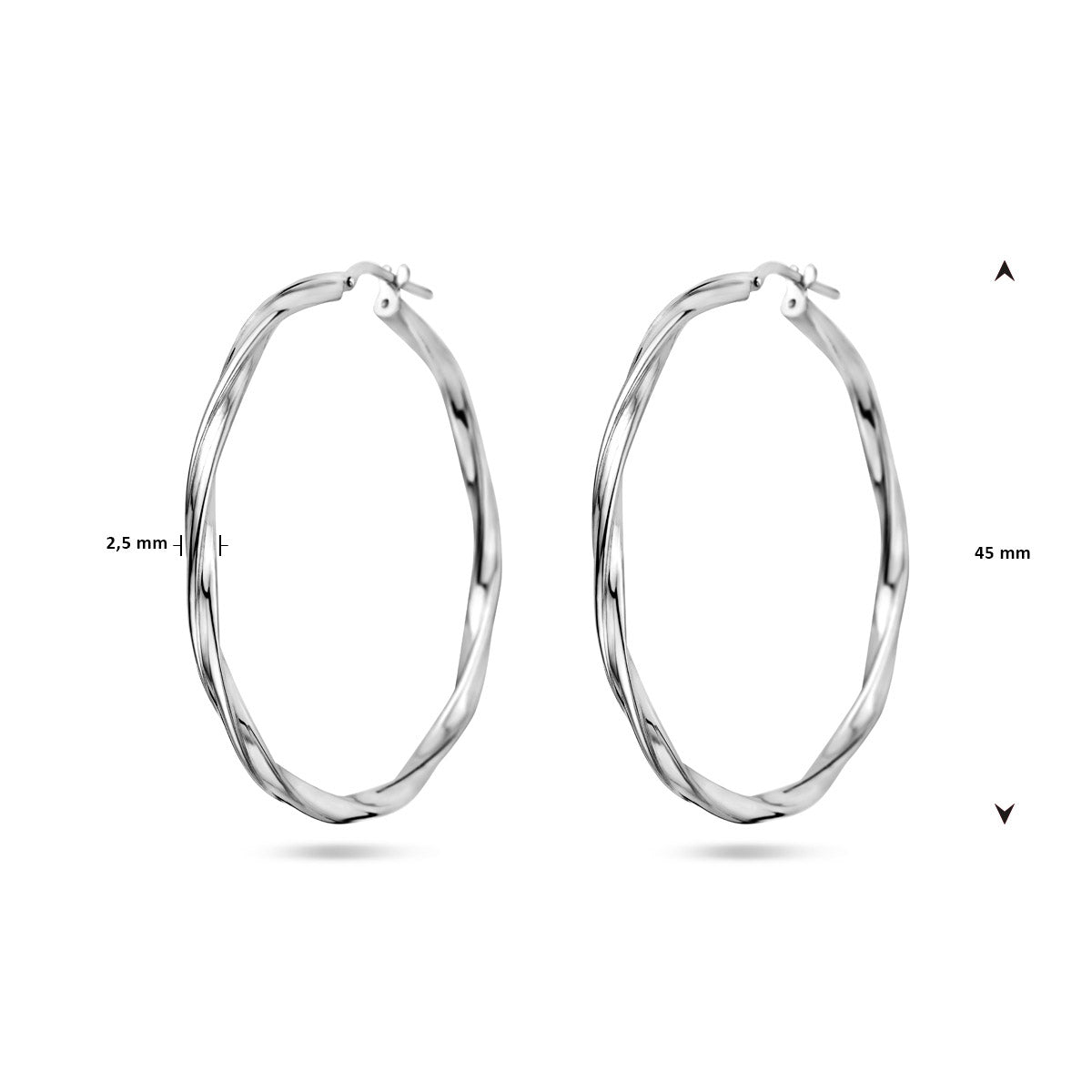 oorringen gedraaid 2,0 mm zilver gerhodineerd