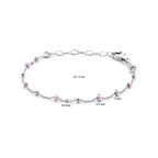 armband bolletjes roze emaille 13 + 3 cm zilver gerhodineerd