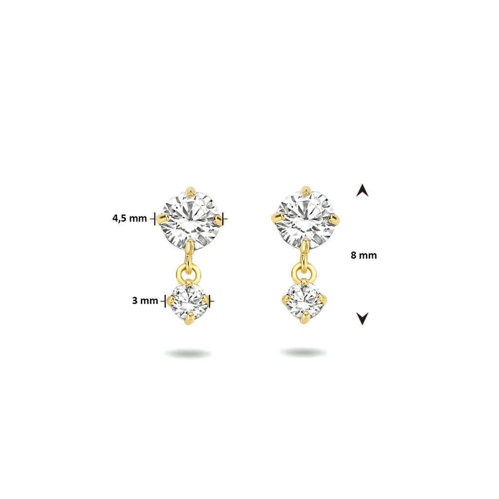 Ohrstecker Zirkonia 8 mm 14K Gelbgold