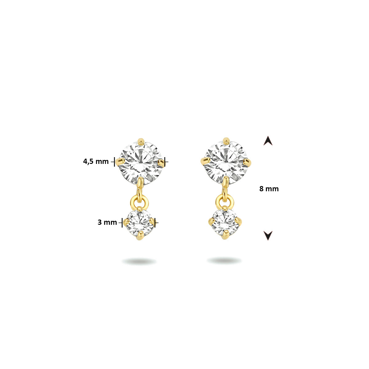 Ohrstecker Zirkonia 8 mm 14K Gelbgold