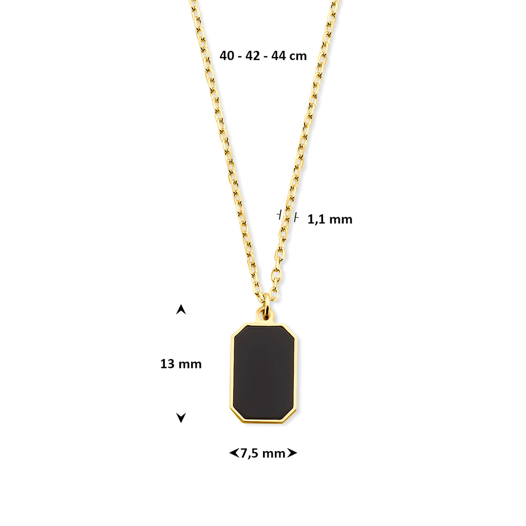 Onyx-Halskette 40 - 42 - 44 cm 14K Gelbgold
